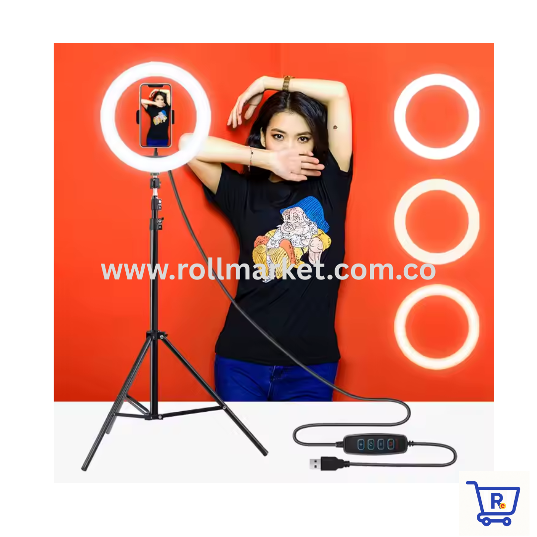 El aro led perfecto para fotos, videos y streaming: luz, trípode y holder para el celular