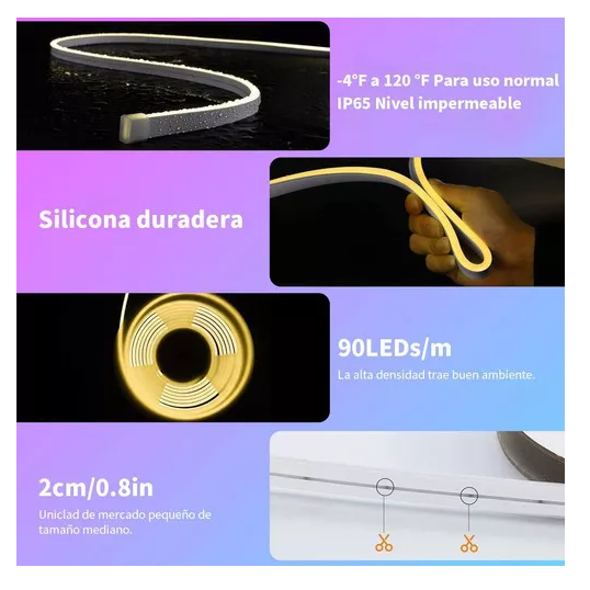 Luz de neón decorativa de 5 metros con control remoto