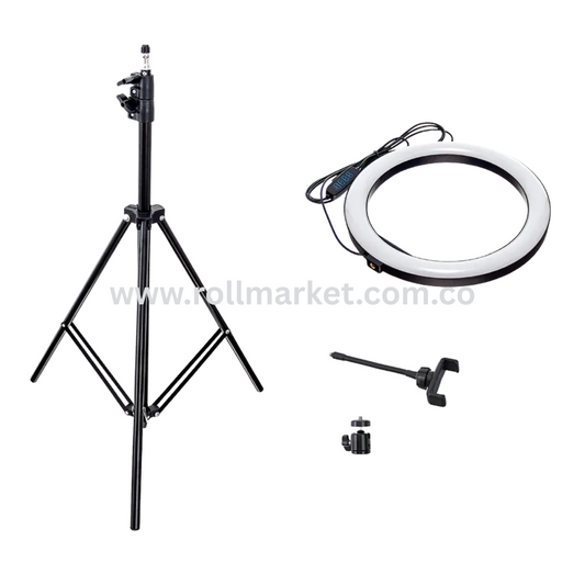 Set Completo con Aro LED de 36 cm y Trípode Extensible hasta 2 Metros