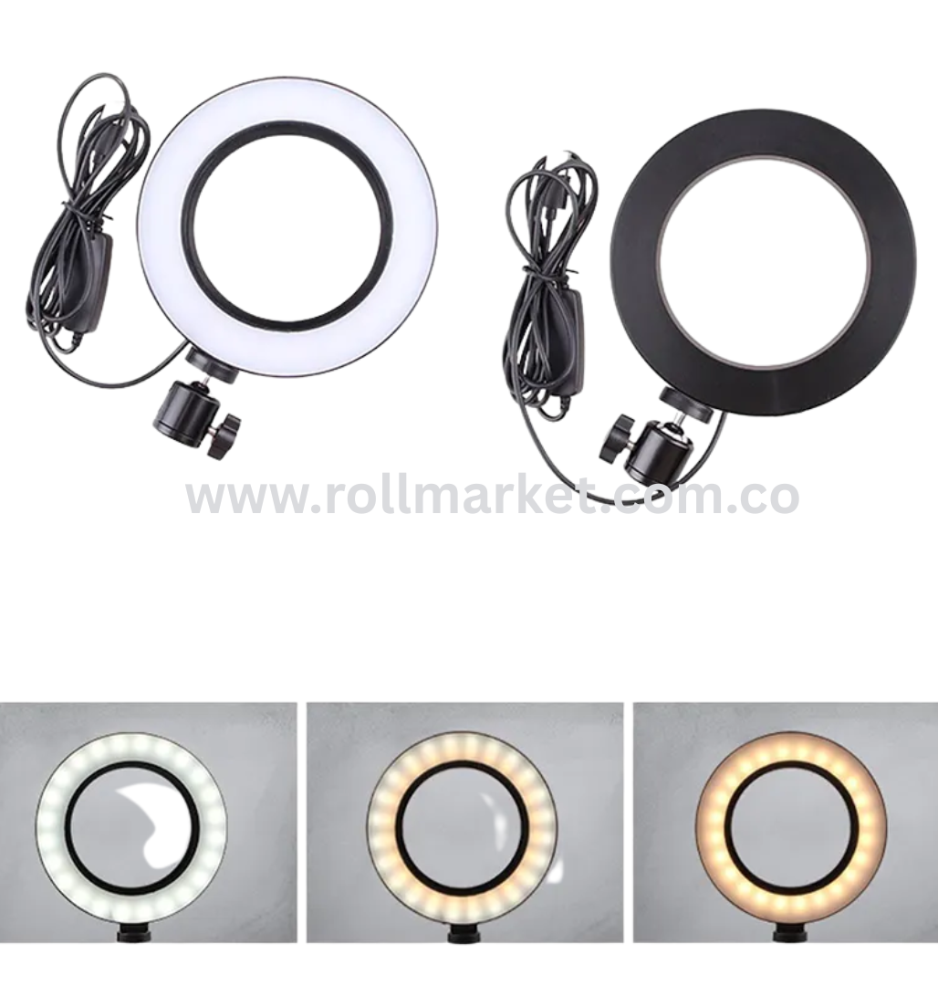 Set Completo con Aro LED de 36 cm y Trípode Extensible hasta 2 Metros