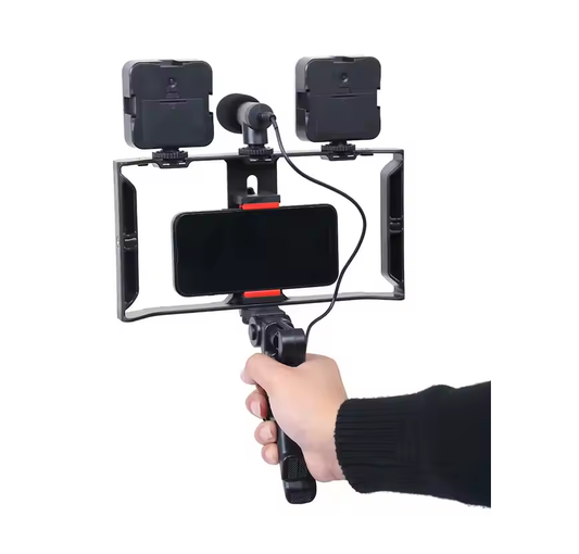 Kit de Grabación para Celular con Doble Luz y Micrófono Central.