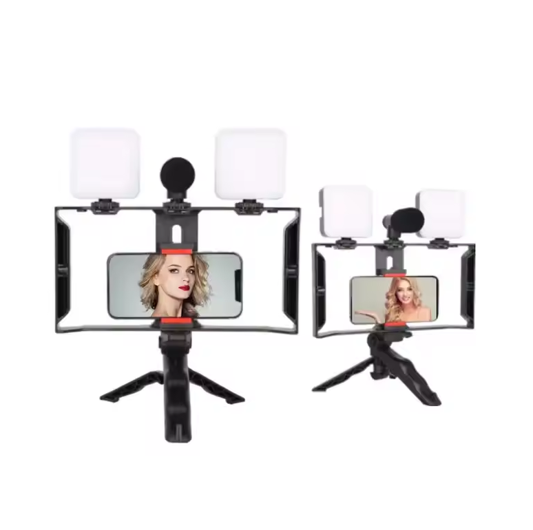 Kit de Grabación para Celular con Doble Luz y Micrófono Central.